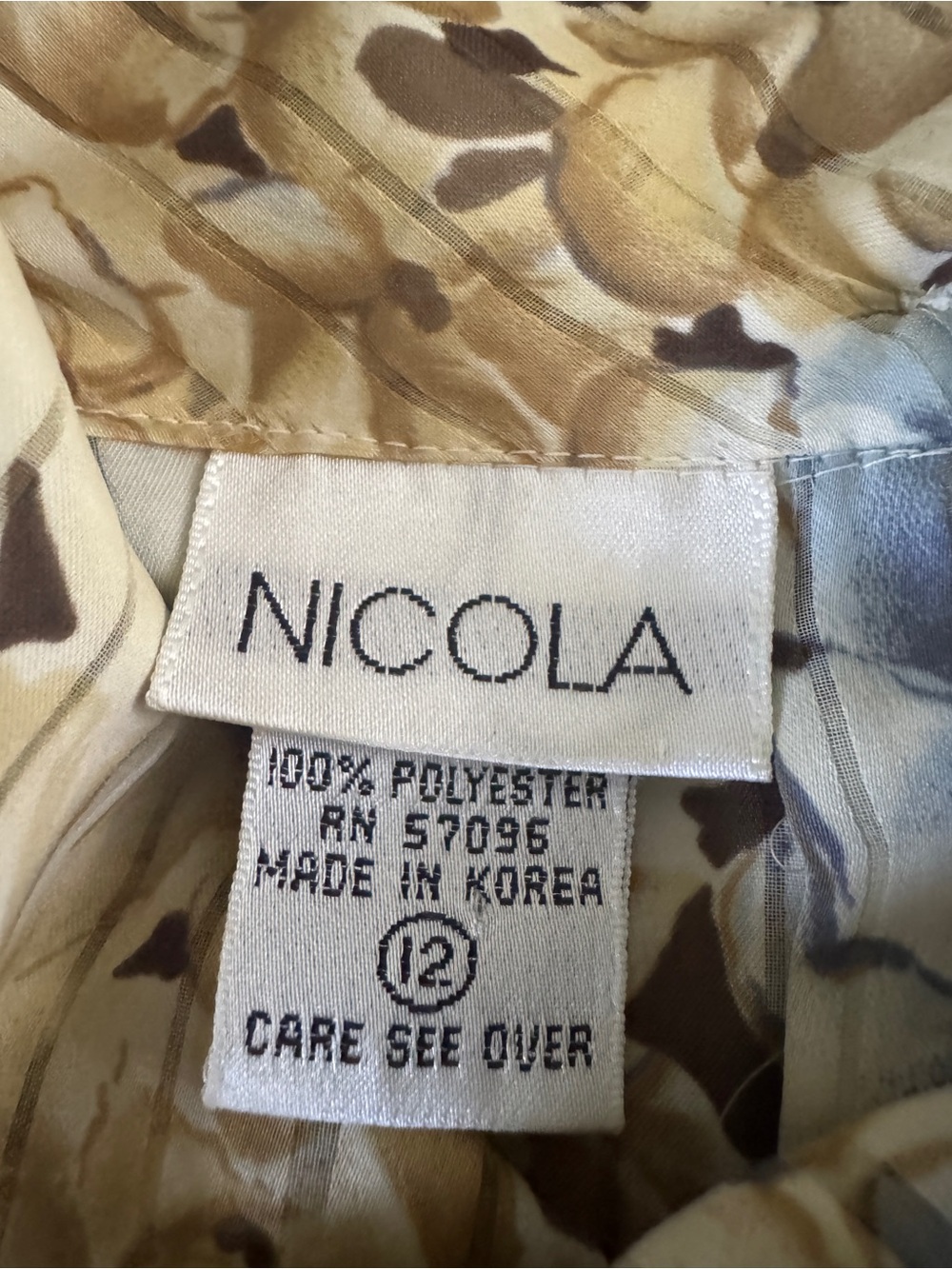 Vintage Nicola 12 Floral Pleated Blouse Shoulder Pads Romantic Cottagecore - Picture 4 of 8